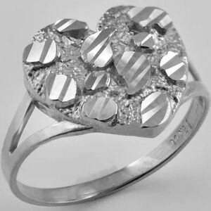 925 SILVER NUGGET HEART SHAPED RING SIZE 8